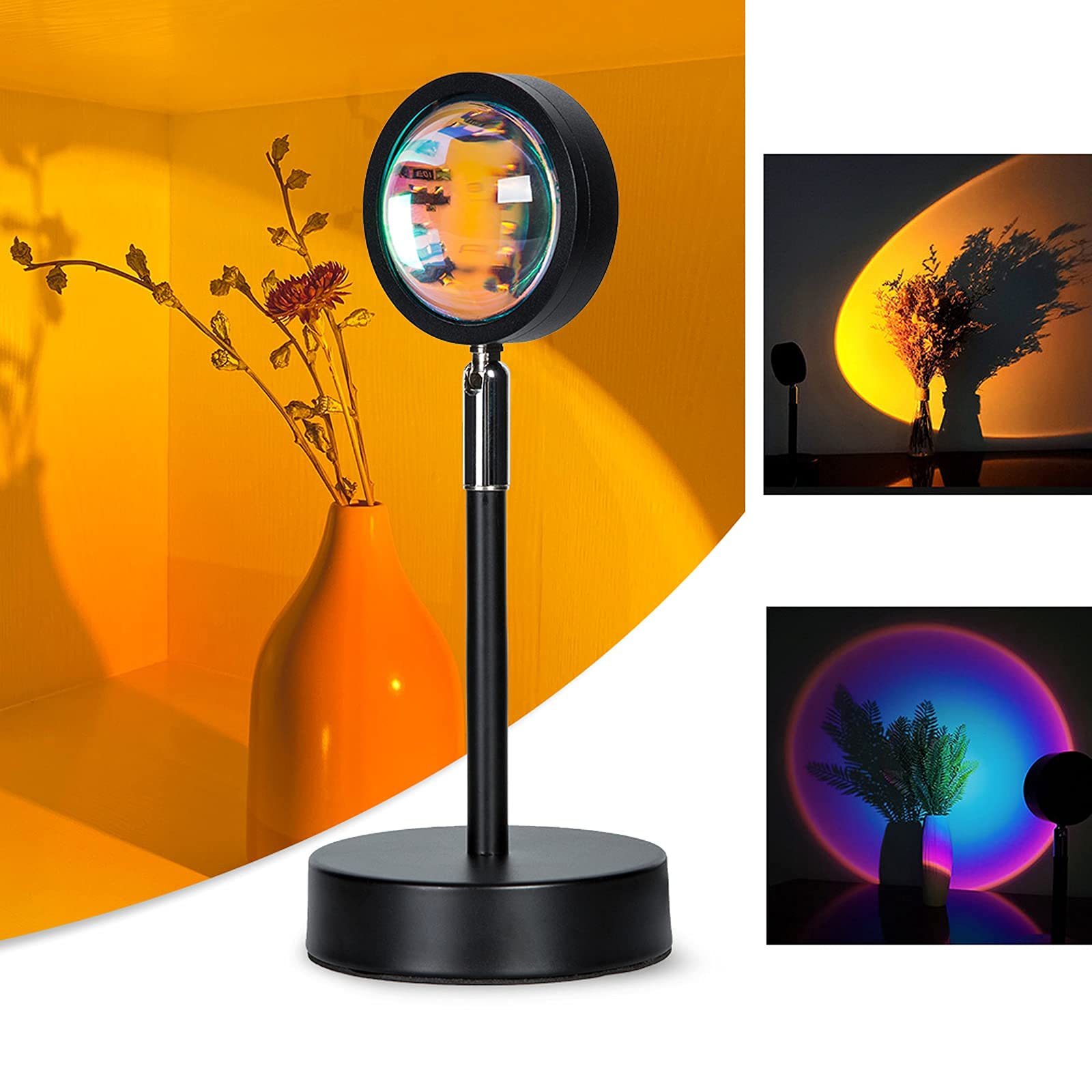Pimaja Sunset Lamp, Projector Sunset Light 180 Degree Rotation Sunset Projector Led Lamp USB Charging Romantic Sunset Led Night Light for Photography/Selfie/Home/Living Room/Bedroom Decor (Sunset Red)