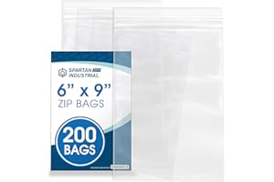 Spartan Industrial - 6” X 9” (200 Count) Quart Clear Reclosable Zip Plastic Poly Bags with Resealable Lock Seal Zipper - 2 Mil