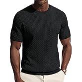 PJ PAUL JONES Mens T-Shirts Short Sleeve Textured Knit Shirt Casual Hollow Out Tee Shirts Crewneck Pullover Tees