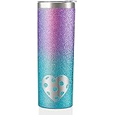 Onebttl Pickleball Gifts for Women, 20 oz Laser Engraved Skinny Tumbler with Lid and Straw, Pickleball Heart