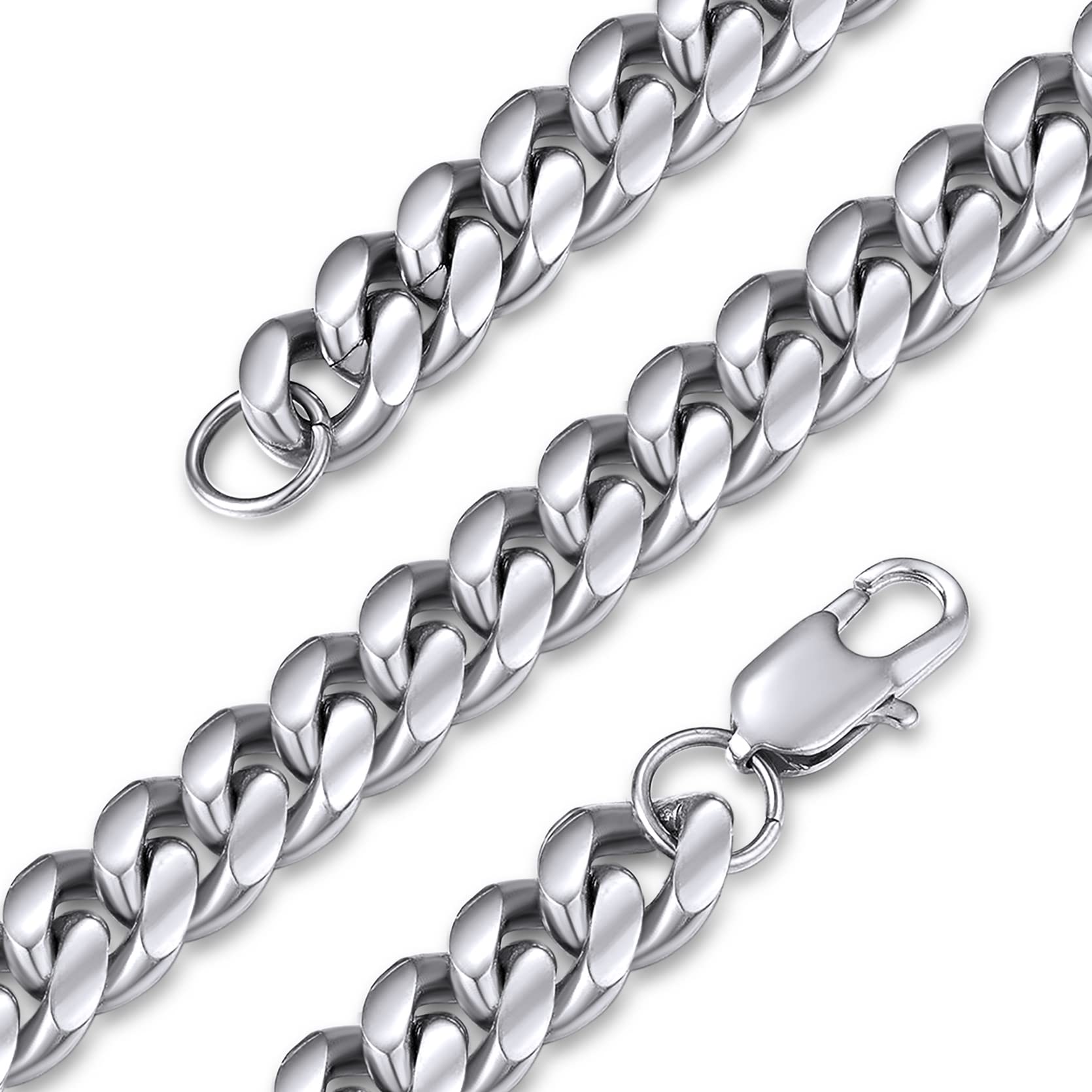 GoldChic Jewelry 10mm Chunky Chain, 316L Stainless Steel Men Miami Chain Necklace