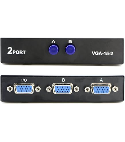 XMSJSIY VGA Switch Box 2 IN 1 OUT VGA Audio Video Switch Splitter Dual