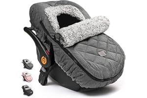 ACRABROS Car Seat Cover Baby: Winter Infant Carseat Canopy for Boy Girl Newborn, Zipper Peeping Window, Warm Cozy Cold Weather Waterproof Fitted, Heather Grey