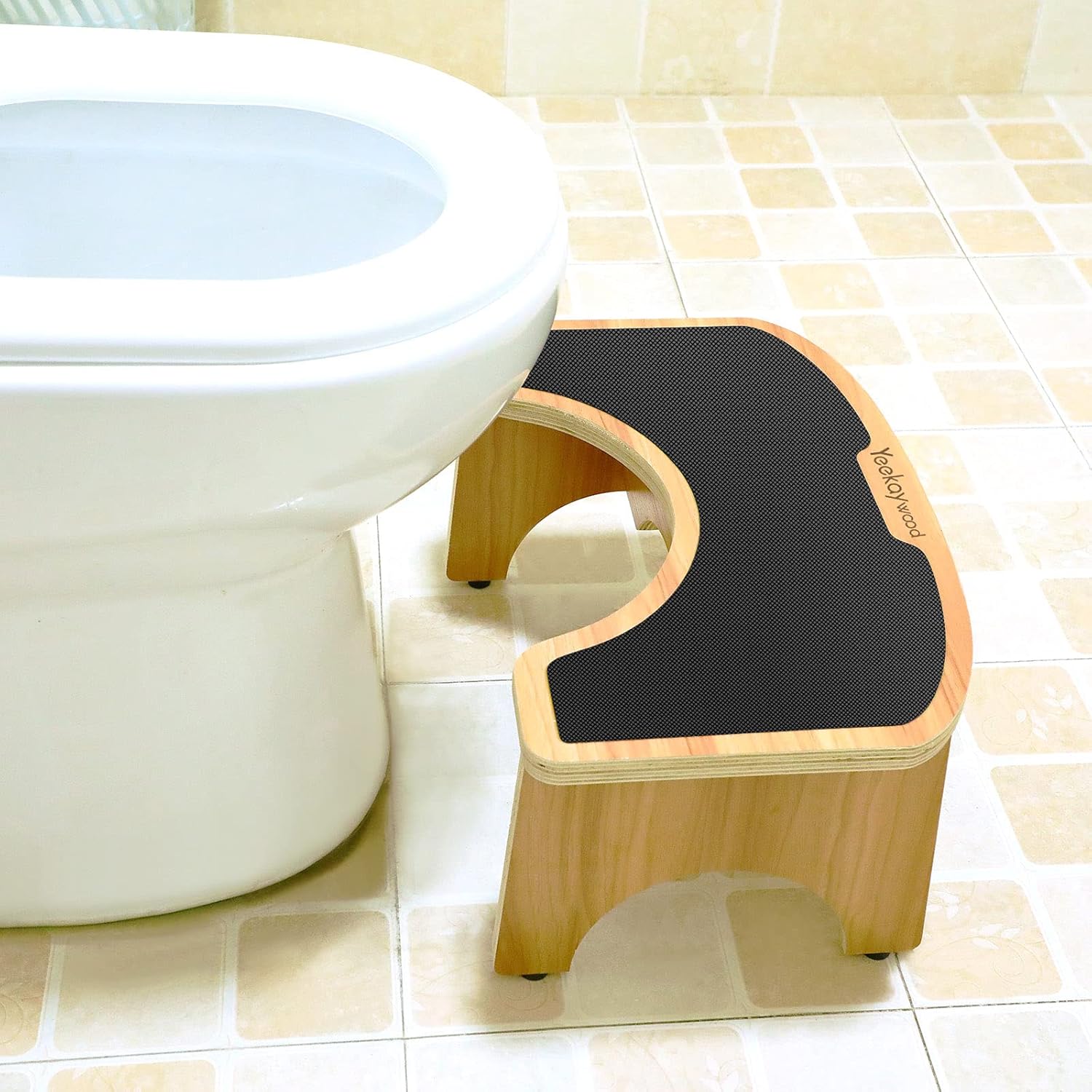 Yeekaywood Wooden Squatting Toilet Stool, Bathroom Step Stool Squat with Anti Slip Layer, Healthy for Adults and Elders, Potty Training for Kids, 380 lbs Capability,Portable Fully Assembled,Sturdy: Baby