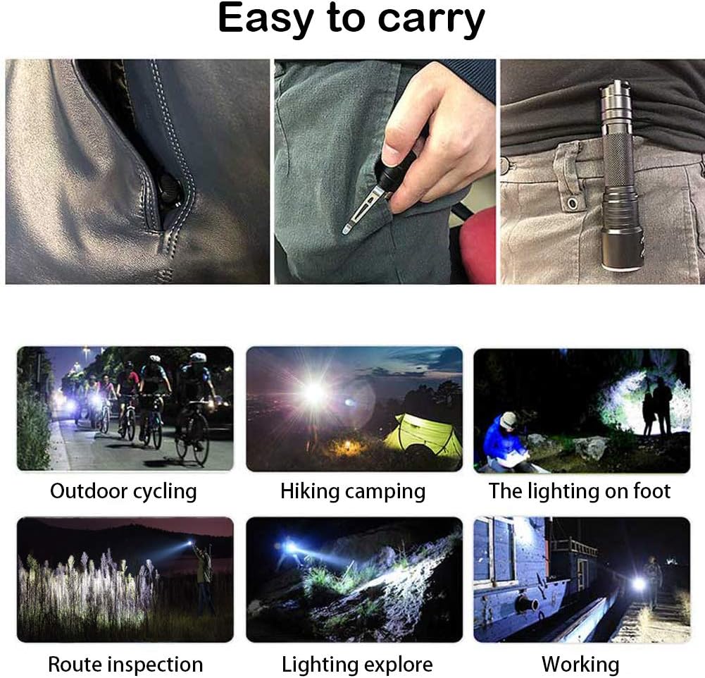 Rechargeable Handheld Flashlight Brightest LED Flashlight, Tactical High Lumen With Battery included, 5 Modes, WalkLight for Household, DogWalking, Emergency, Camping, Multi-use, IPX7 Waterproof(1000Lumen) - - 