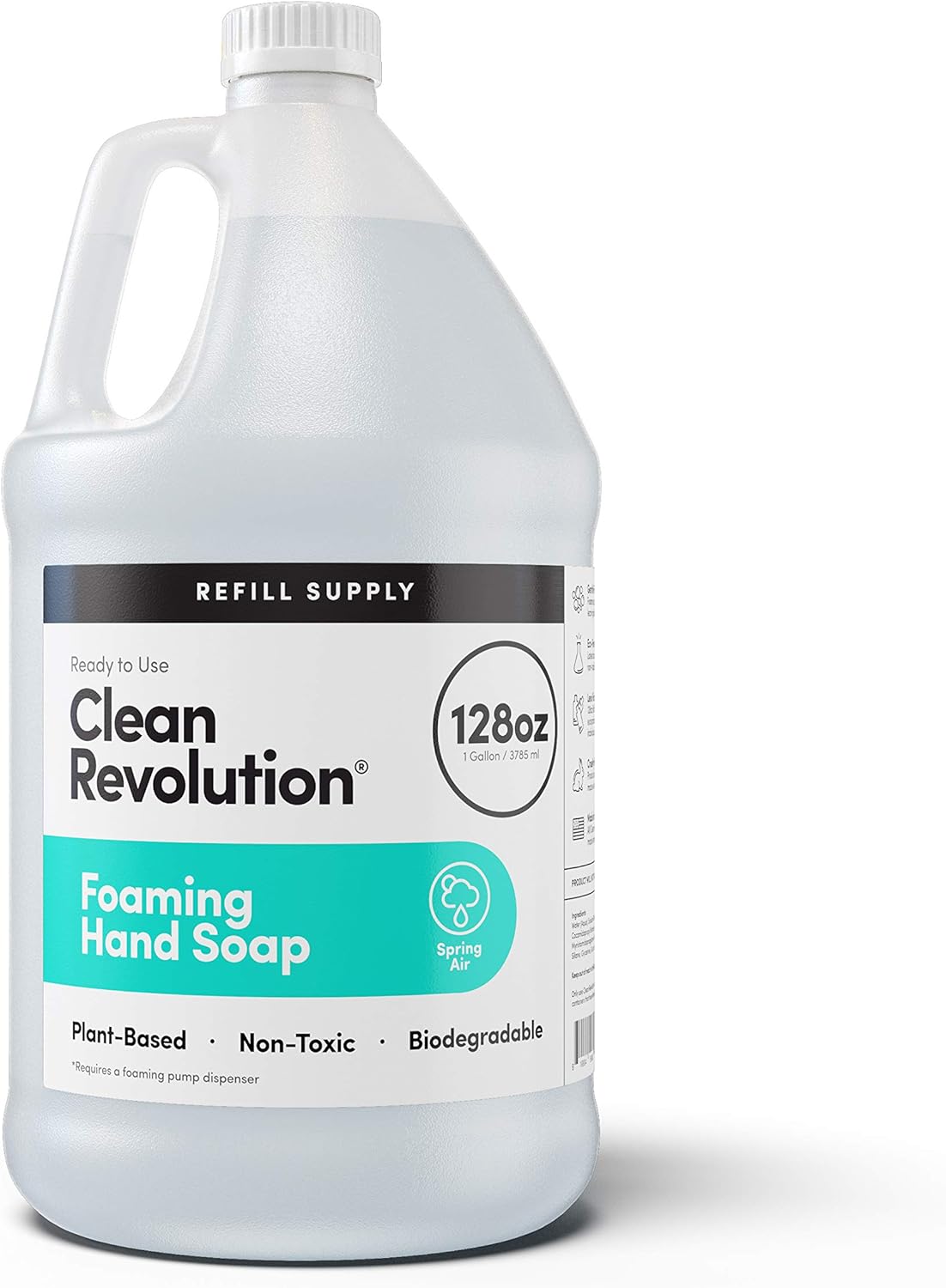 Clean Revolution Foaming Hand Soap Refill Supply Container. Ready to Use Formula. Spring Air Fragrance, 128 Fl. Oz: Health & Personal Care
