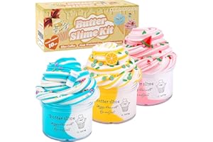 Keemanman Butter Slime Kit 3 Pack with Watermelon, Latte and Lemon Charms, Cool Preppy Stuff, Cute Stress Relief Toys and Bir