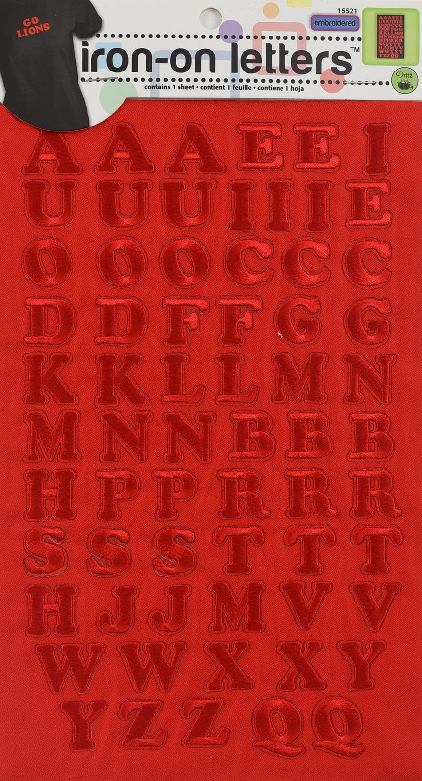 Photo 1 of Dritz 15521 Iron-on Letters, Embroidered, Cooper, 3/4-Inch, Red (1-Sheet)