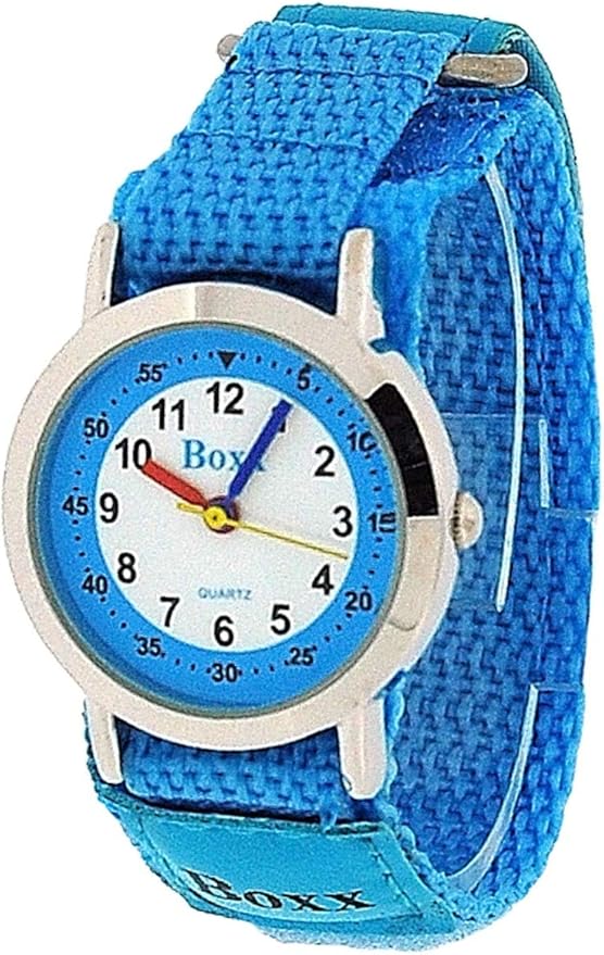Boxx Reloj Para Niños Correa Velcro Dos Tonos Azul Dial Blanco y Azul Cielo