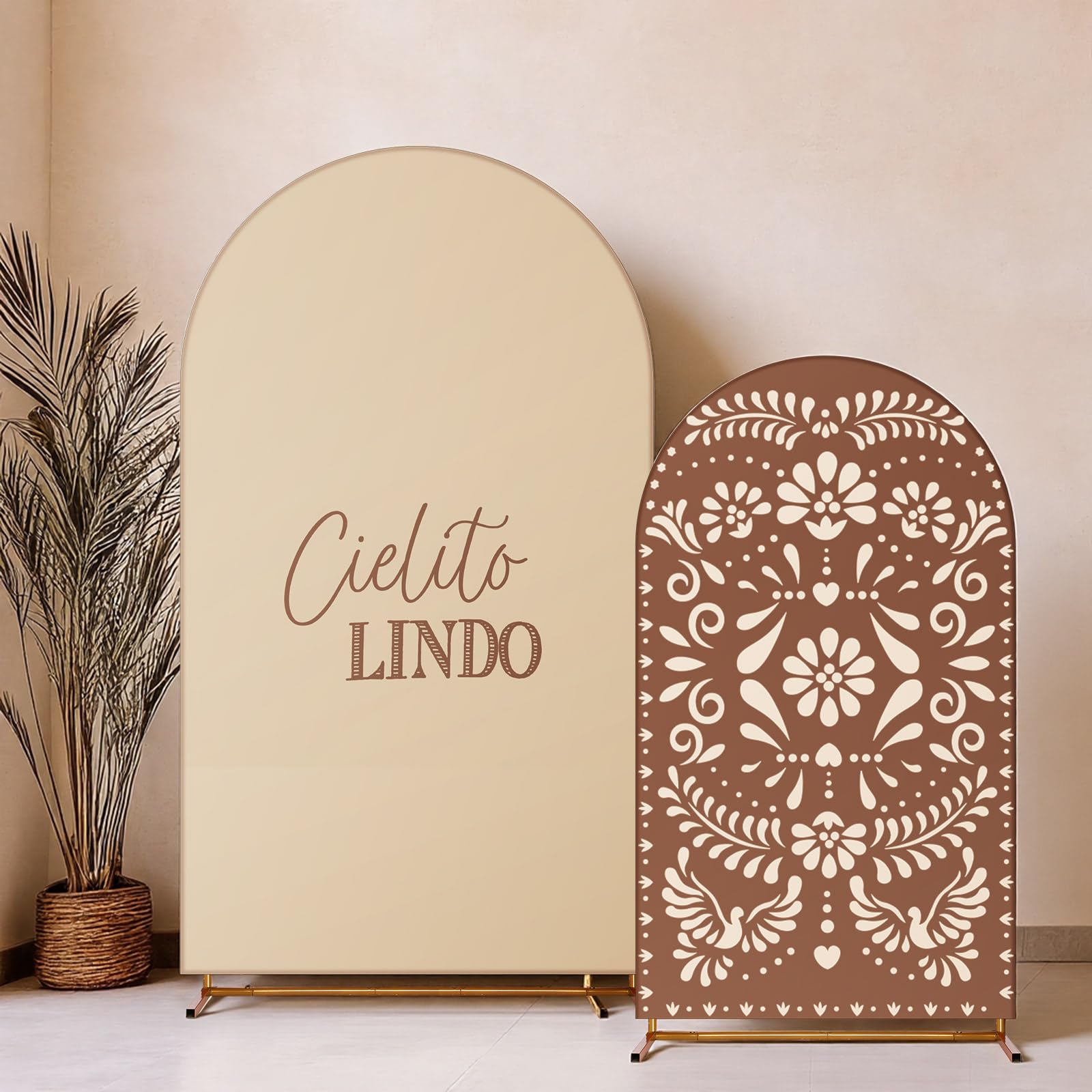 Photo 1 of Mindsoft 2 Pcs Mexican Arch Backdrop Cover 6ft and 7.2ft Spandex Cielito Lindo Arch Stand Cover Cielito Lindo Party Decoration for Baby Show Birthday Wedding Bridal Shower Party Decorations