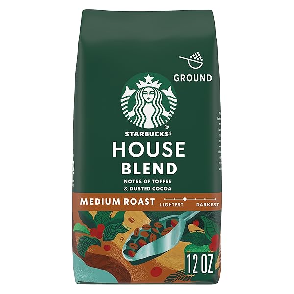 STARBUCKS GROUND COFFEE, MEDIUM ROAST HOT OR ICED COFFEE, HOUSE BLEND, 12 OZ