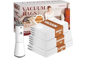Vacbird Vacuum Storage Bags for Clothing Travel, 10 Pack Vacuum Bags with Rechargeable Cordless Air Pump(2 Large+4 Medium+4 Small), Compression Packing for Clothes Blanket Suitcase Luggage