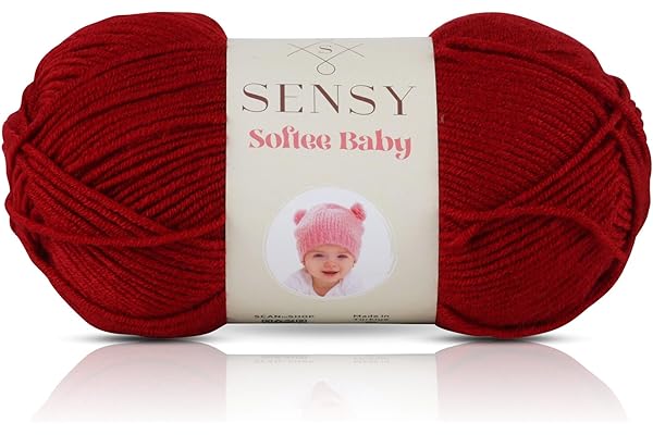 Sensy Softee Baby Yarn, 3.5 oz, 275 Yards, Gauge 3 Light (Red)