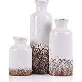 Gray Ceramic Farmhouse Vase Set of 3 – Rustic Small Vases, Vintage Country Style Decorative Vases for Flowers, Home Decor for