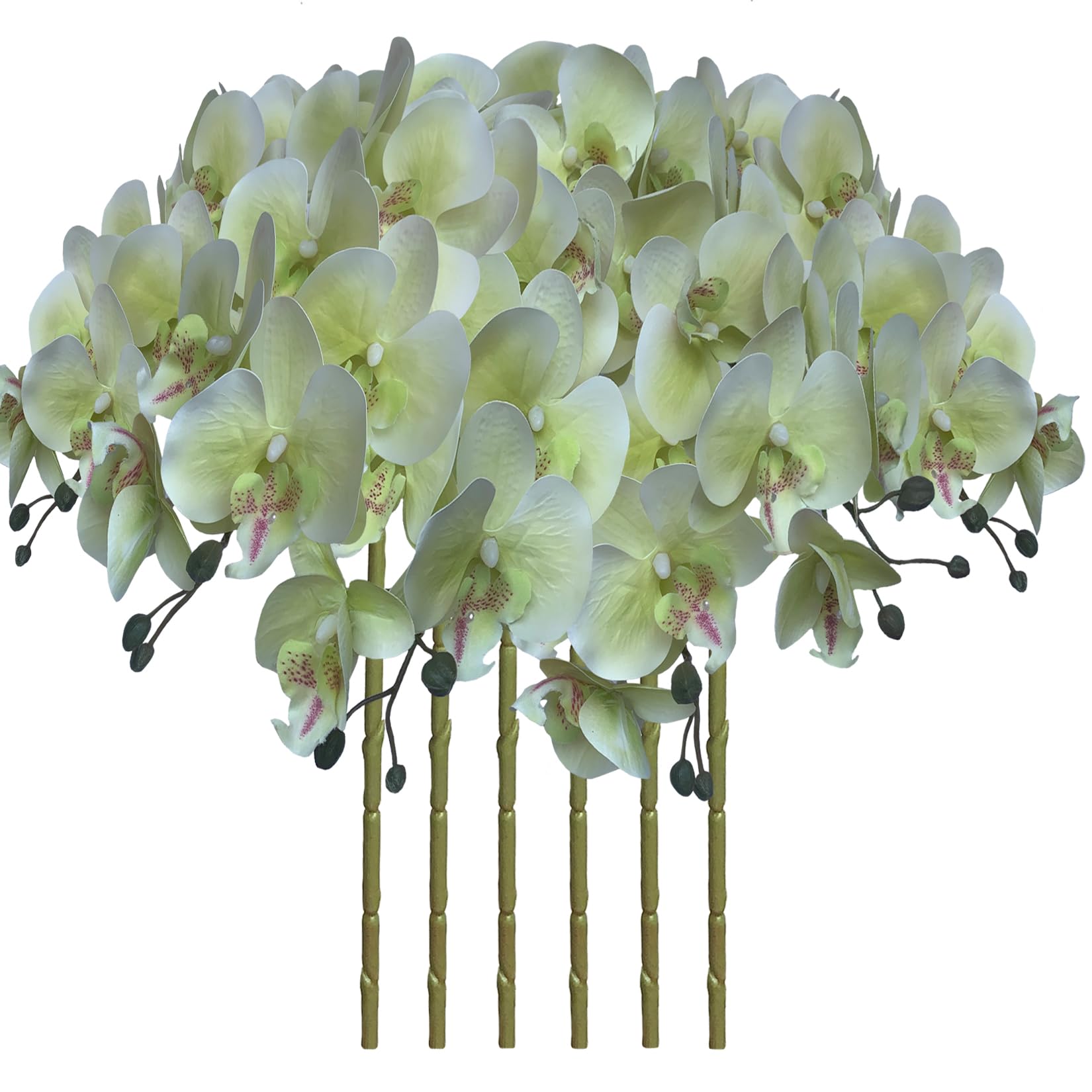 FagusHome 32 Inch Artificial Phalaenopsis Flowers 6 Pcs Artificial Orchid Flowers Stem Plants for Home Décor (Light Green) — image 1