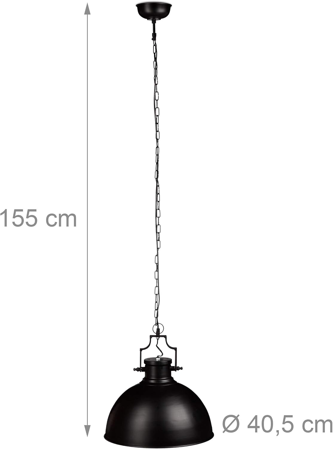 Relaxdays Industrial Design Pendant Light in Shabby Look, Decor for Dining Room, LED, Hanging Lamp, D=40.5 cm, Black, Metal, 40 W - Image 5