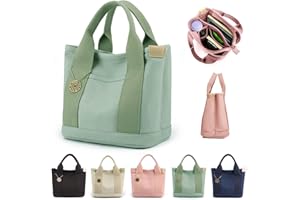 MINGRI Canvas Tote Bag for Women,Tote Bag with Zipper,Everything Tote Bag Purse Travel Tote Bag with Compartment,2 Sizes