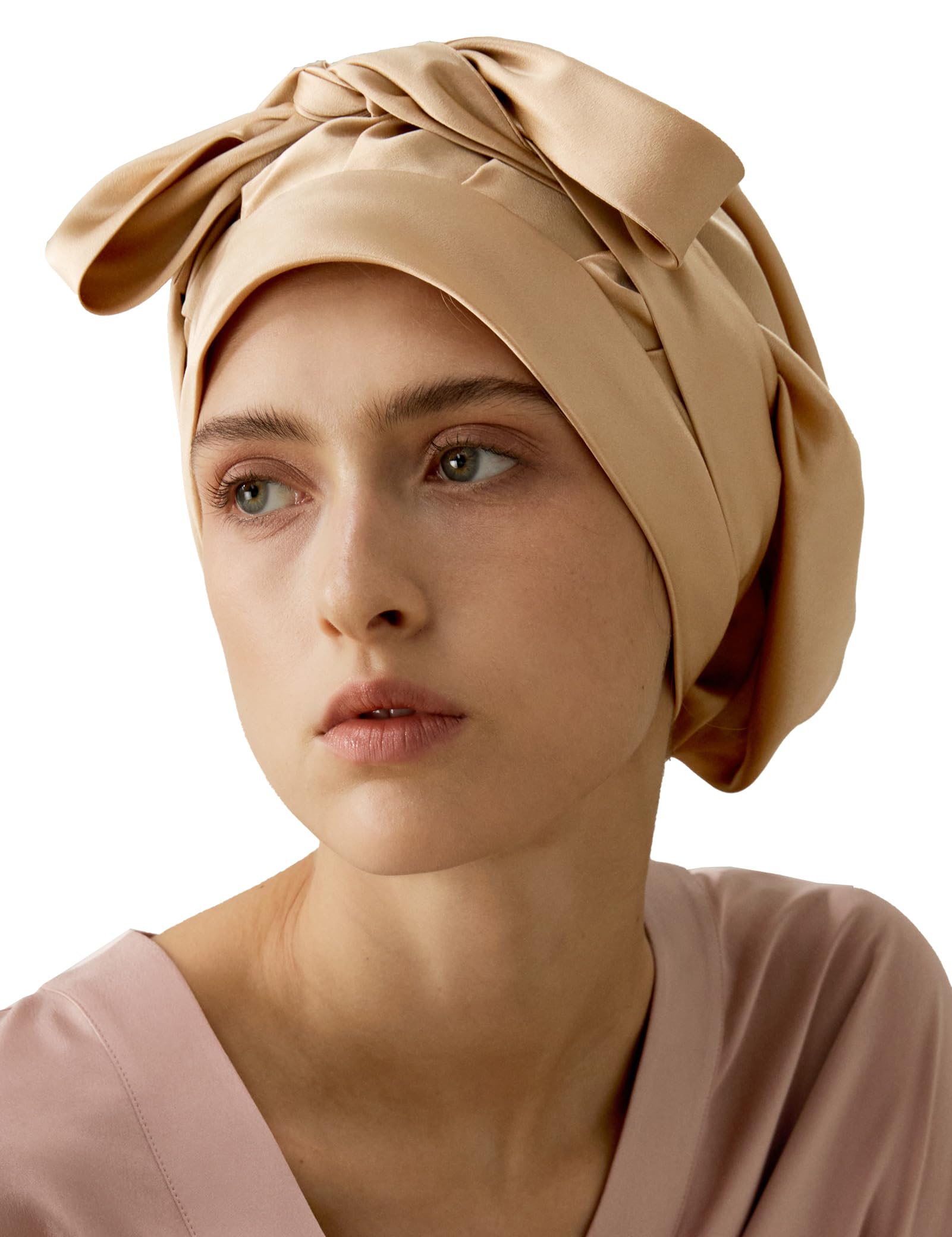 LilySilk LilySilk 100% 22MM Pure Mulberry Silk Sleep Cap Womens Natural Silk Bonnet for Sleeping and Hair Care Night Hair Wrap with Long Elastic Band for Stay On,Light Camel