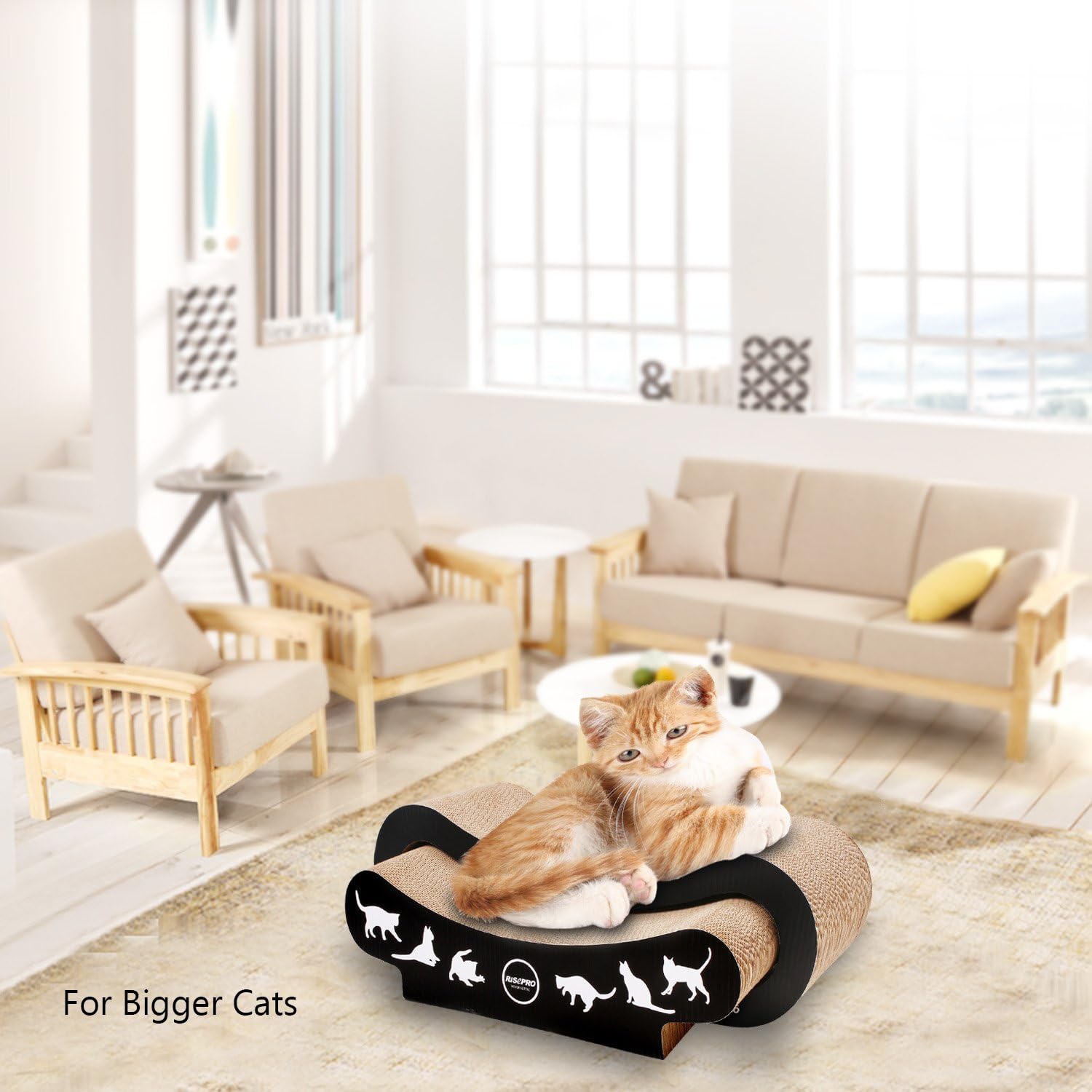 RISEPRO Cat Scratcher, 2-in-1 Cat Scratcher Cardboard, Cat Sofa, Cat Scratching Pad, Cat Furniture, Cat Bed, Cat Scratching Post : Pet Supplies
