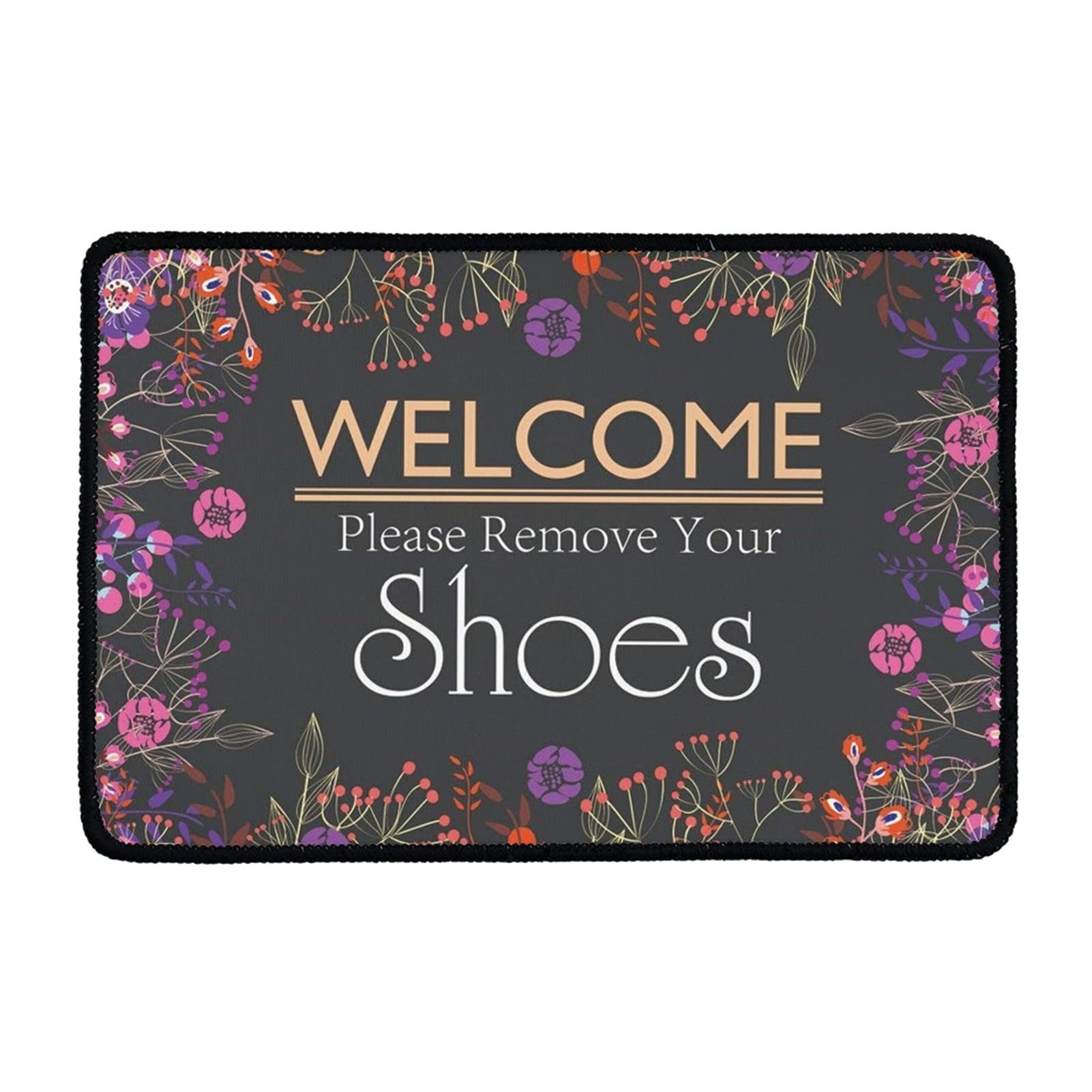 PZZ Welcome Please Remove Your Shoes Door Mat Entrance Doormat Front Door Rug Outdoor Heavy Duty Floor Mats Non Slip Rubber Back Low Profile for Garage, Patio, High Traffic Area, Large