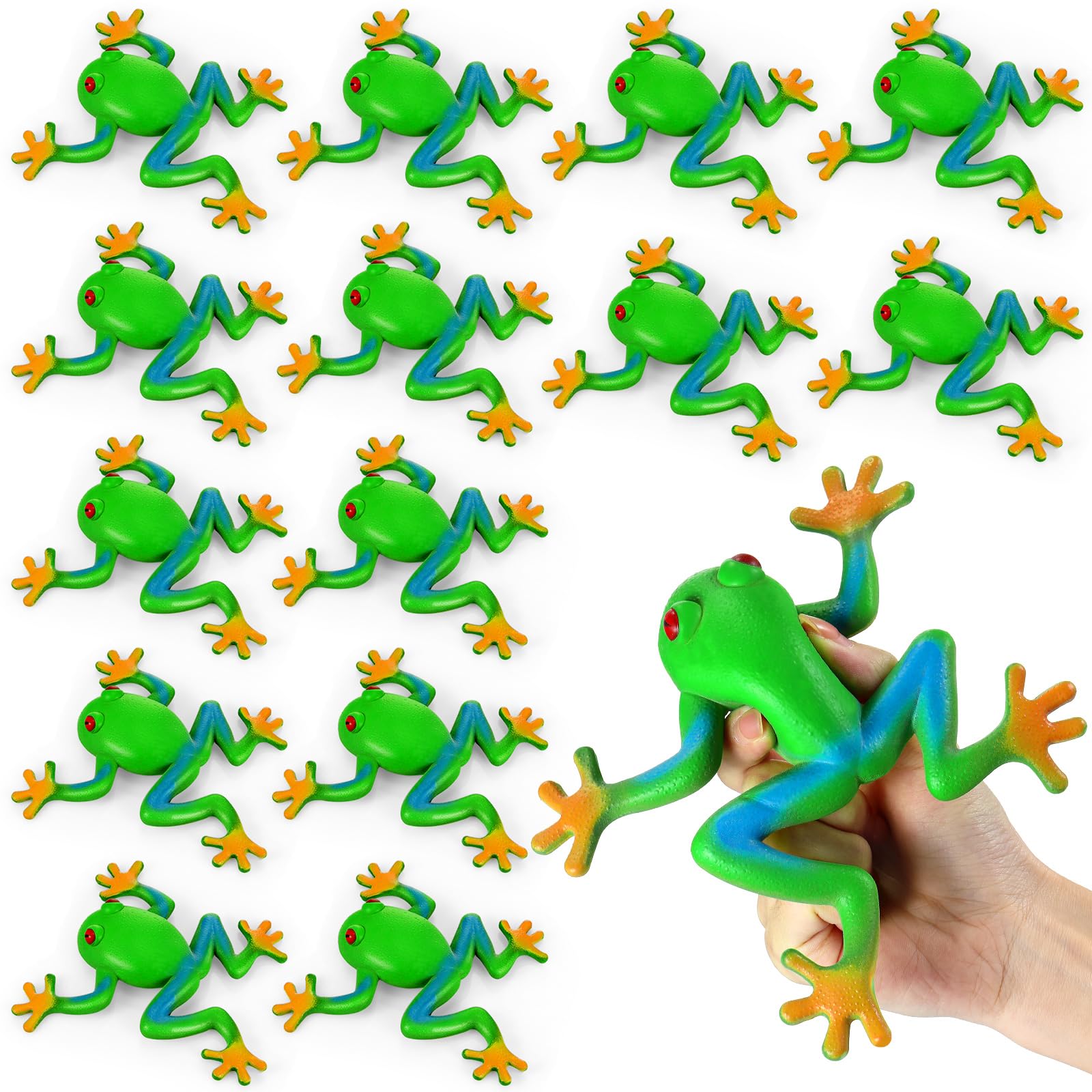 Photo 1 of Foilswirl 10 Pcs Frog Toys Realistic Soft Stretchy Decompress Passover Frog Toys Rainforest Animals Elastic Stress Relief for Gift Passover Party Favor Decoration