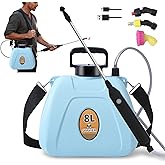 2 Gallon Battery Powered Sprayer, Electric Pump Sprayer with 4 Spray Modes Portable Garden Sprayer with Retractable Wand for Lawn, Garden, Yard