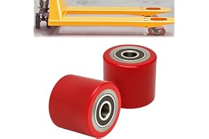 RDUIGT 2PCS Pallet Jack Truck Load Wheels 80 x 70 mm with Pre-Installed Bearings PU Wheels for Pallet Trucks