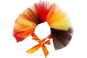 DMLBC Halloween Pet Tutu Dress for Dogs & Cats - Adjustable Pet Tulle Costume, Small Animal Tutu Skirt for Halloween Thanksgiving Party Celebrations (Orange and Yellow pet Tutu, Medium)