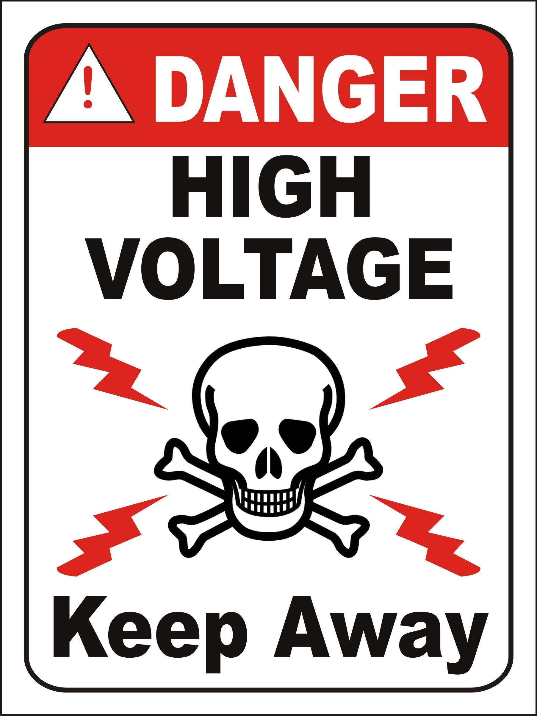 eSplanade Danger High Voltage Sign Sticker Decal - Easy to Mount Weather Resistant Long Lasting Ink (Size 12"x9")