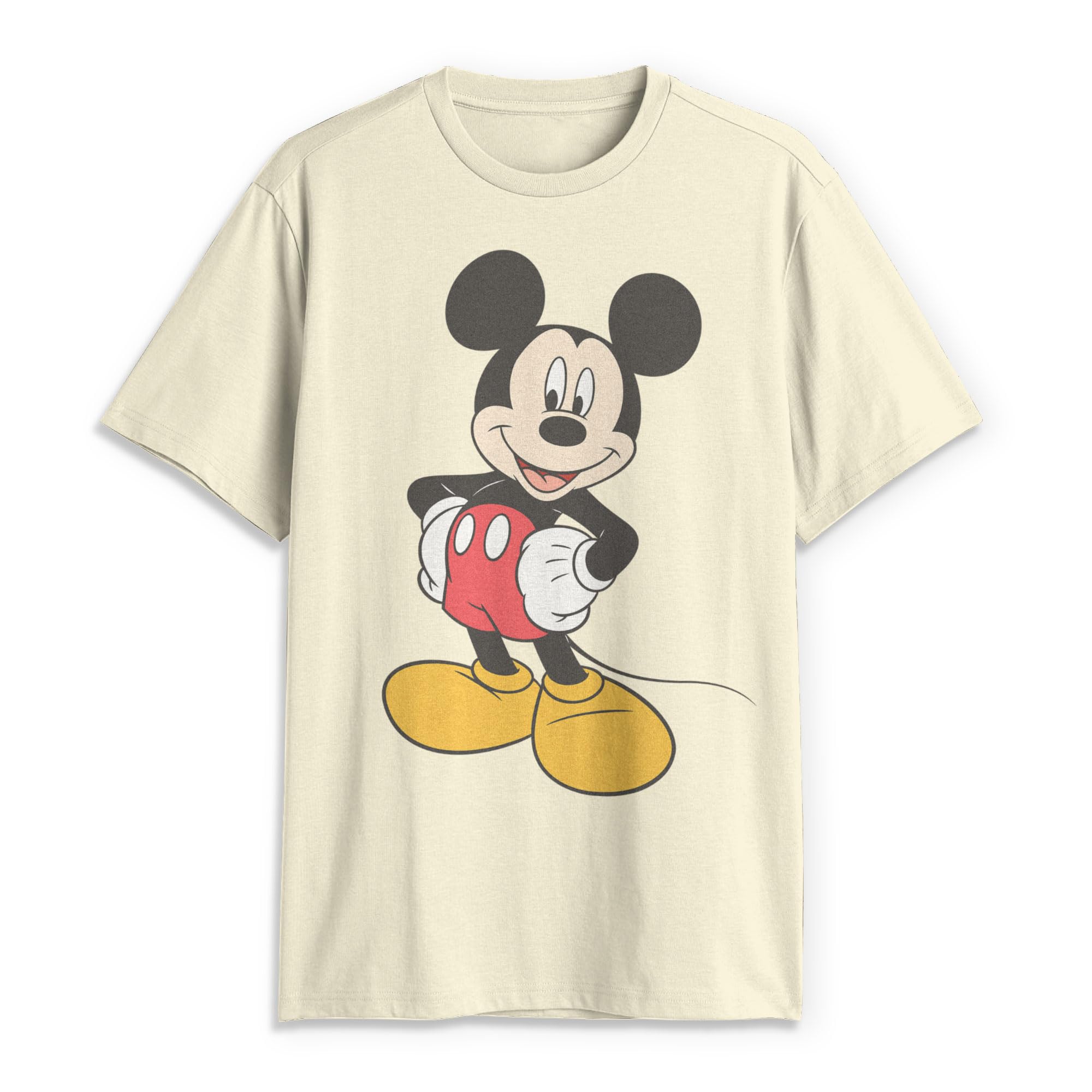 Photo 1 of Disney Men's Classic Mickey Mouse Full Size Graphic Short Sleeve T-Shirt, Natural, Medium