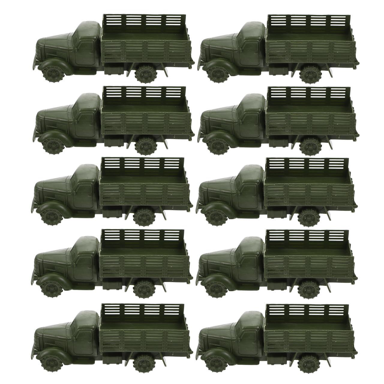 TOYANDONA 10PCS Plastic Army Men Trucks - Mini Metal Army Truck Toy Vehicle Model, Boy Toys Sand Table Decoration, Gifts for Toddler Kids Boys Ages 3+