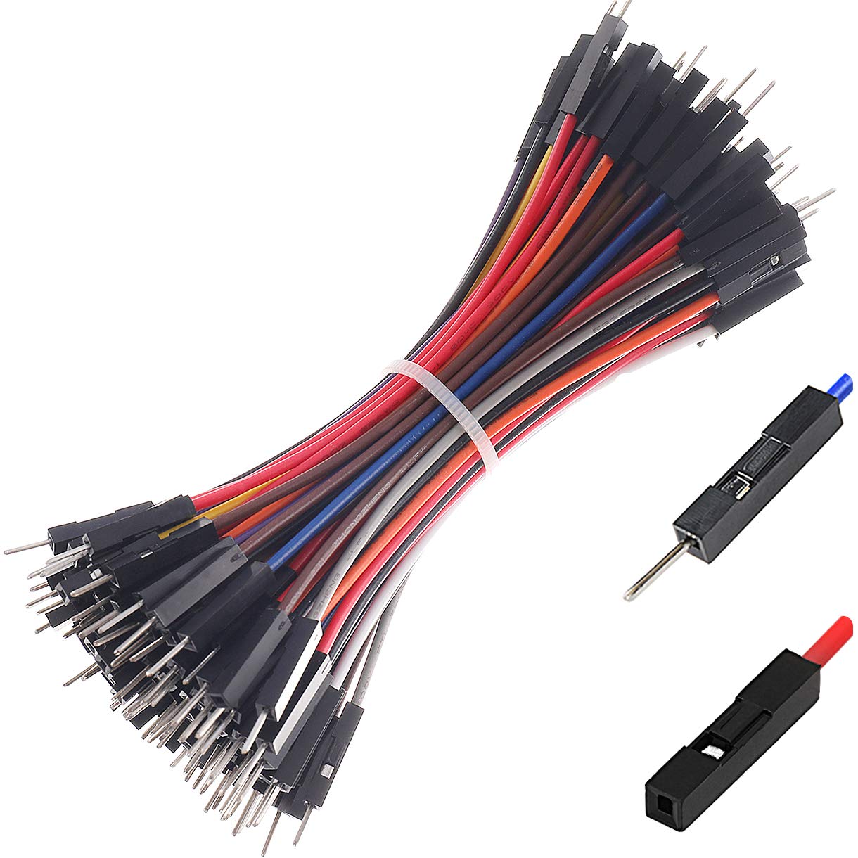 Breadboard Jumper Wires Cables 22AWG 120-Pack Male To Male Female Female, Square Head 0.1'' 10 Colors (10cm, MMx40 + MFx40 + FFx40)