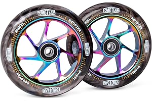 FOMO TEAM Pro Stunt Scooter Wheels 110mm24mm Watercolor Effect with ABEC-9 Bearings Installed 2-Pack Scooter Replacement Wheels