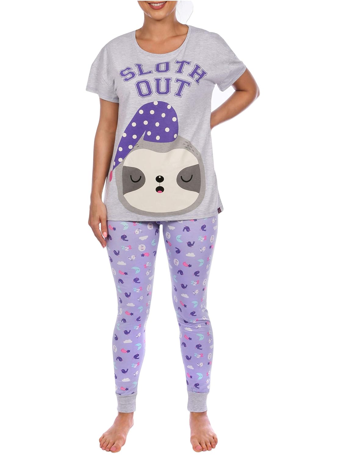Buy Harry Bear Womens Sloth Pajamas Size Small Purple at Amazon.in