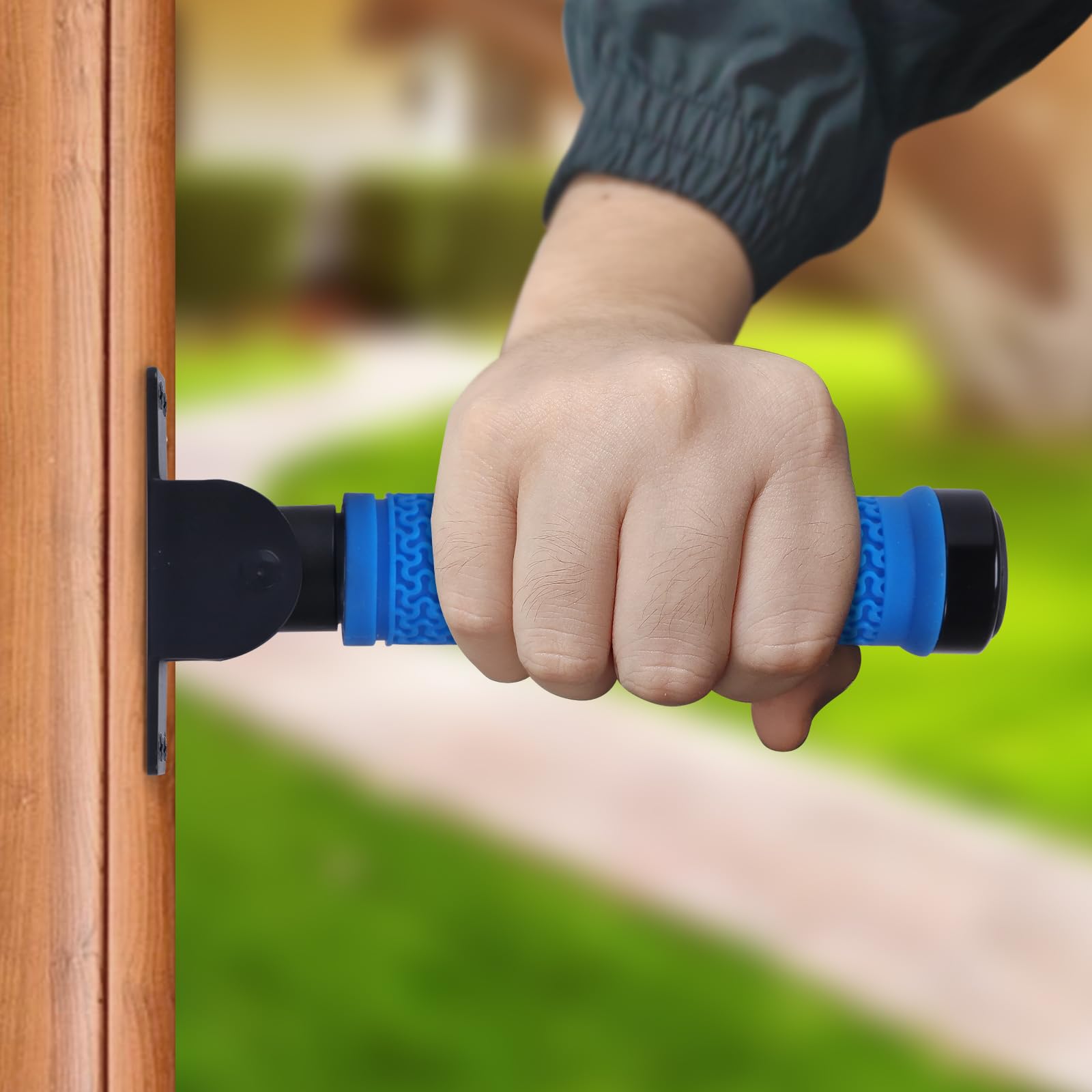 Photo 1 of FFQ Flip Up Grab Bar, Safety Assist Handles, Non-Slip Grip, for Wall Doorframe Stairs Steps, for Seniors Elderly Disabled Handicap and Injured People (Blue)