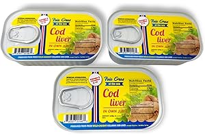 Foie Gras of the Sea Canned Cod Liver (Foie de Morue) in Own Oil 4.3 oz (Pack of 3) - Wild Caught Icelandic Cod Liver - Gourmet Seafood Delicacy - Rich in Omega-3, Vitamin A and D - No Preservatives
