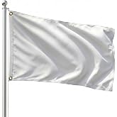DMSE Solid White Flag, 2x3 Flag, UV Resistant, Fade Resistant Material with Metal Grommets (2ft x 3ft), (Polyester), (White)