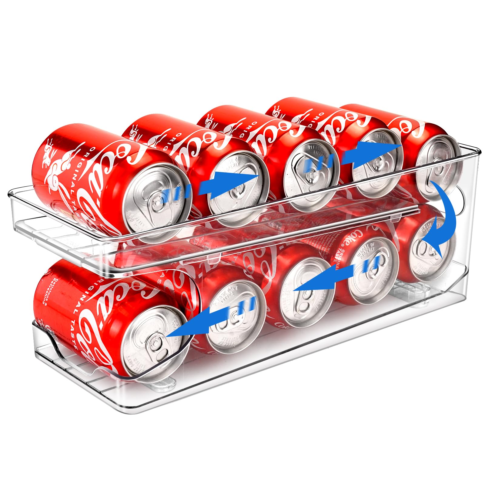 Photo 1 of BingoHive Rolling Soda Can Organizer for Refrigerator Can Dispenser for Beer Soda Seltzer Pop Can Soda Organizer for 10 Standard Size 11.15oz or 12oz Cans Holder Storage Pantry Organization