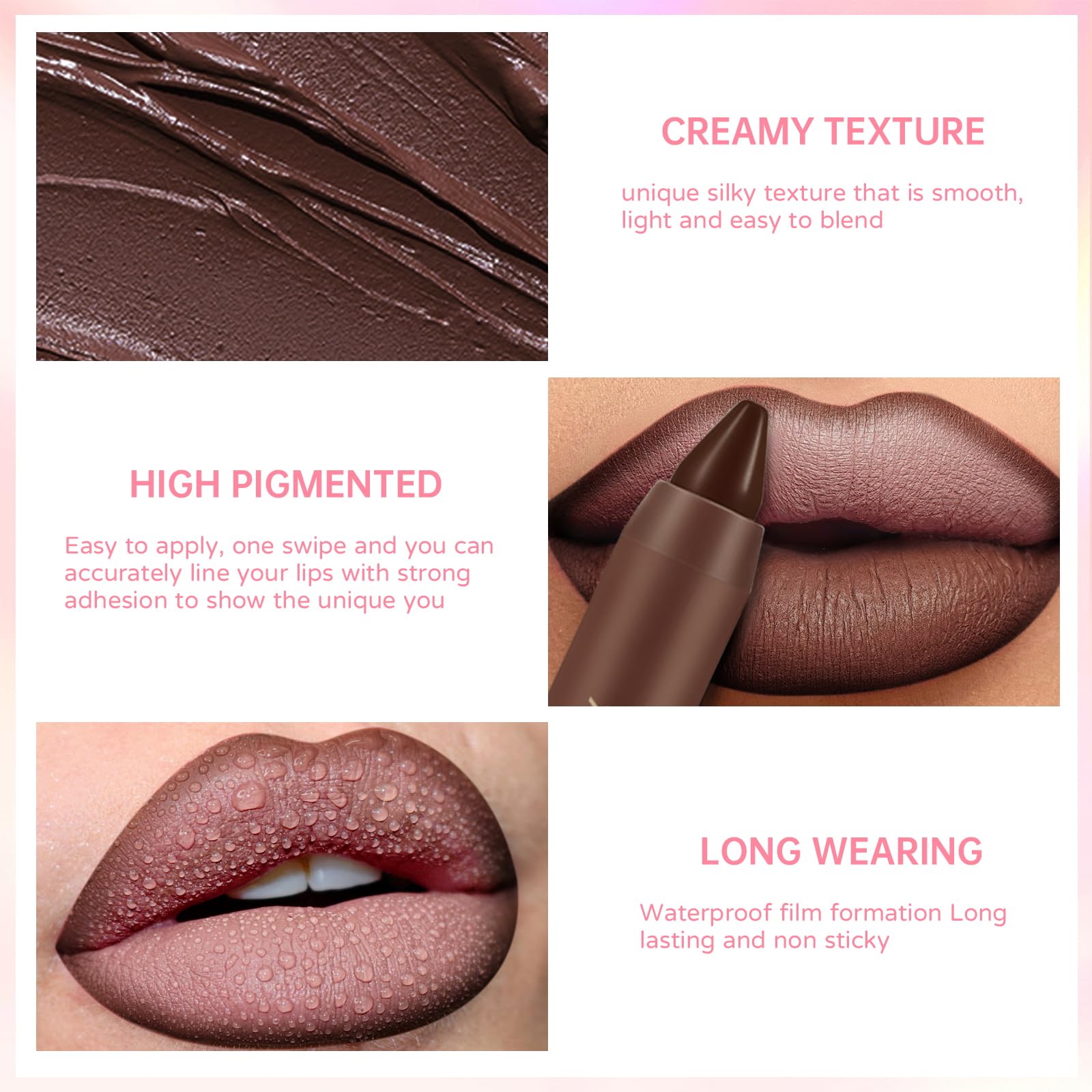 HOSAILY Nourishing Glowing Lip Oil with 2 in 1 Ombre Lip Liner Lipstick Set, Moisturizing High Shine Renewal Lip Gloss for Women, Smooth Long Wear Plumping Rose Pink Lip Tint Lip Crayon Combo Makeup