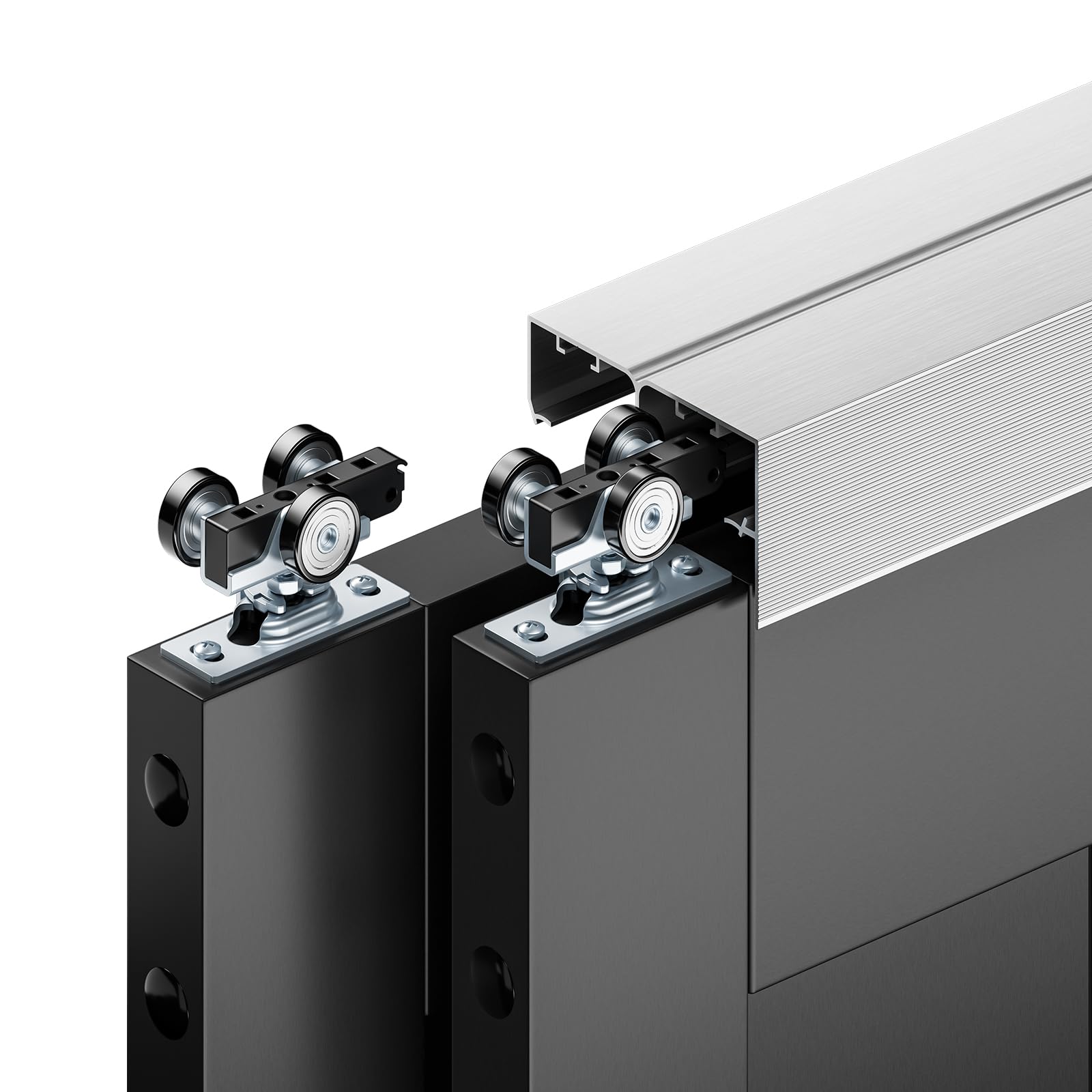 Photo 1 of (used) COSHOMER 6FT Bypass Door Hardware, Closet Door Track Kit, Top-Mounted Style, Made of Heavy Duty Aluminum