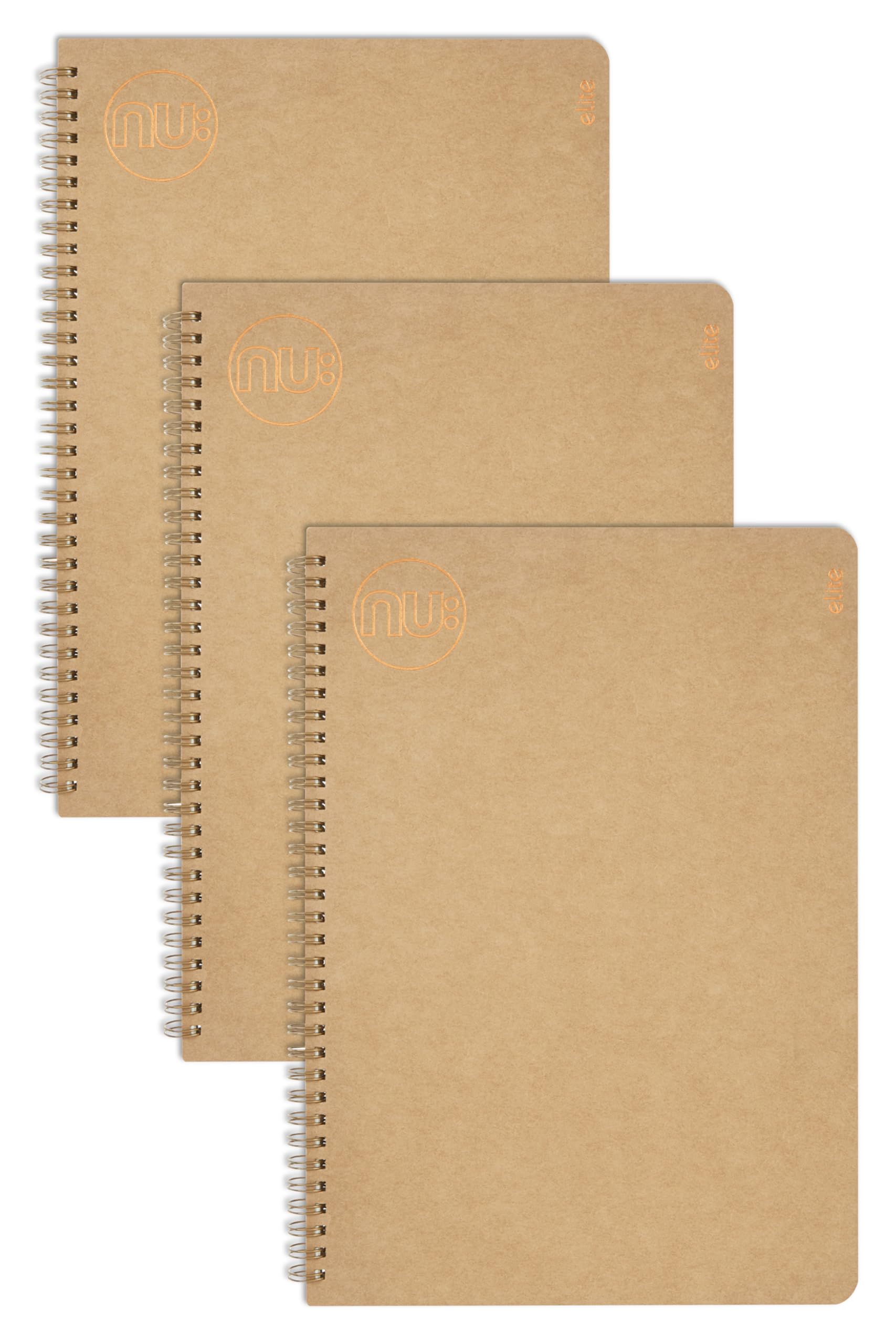 NU: Notebooks - Kraft Range - Manilla Wire Bound A4 Notebook - Stationery Notebooks - Professional Notepad - 160 Pages - Multipack of 3