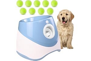 ZHUOKECE Automatic Dog Ball Launcher, Dog Ball Thrower Machine with 10-30Ft 3 Launching Distance, Dog Fetch Machine with 9 Tennis Balls (2'') for Indoor/Outdoor Throwing Game (Blue)