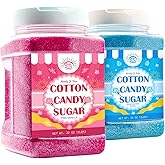 Cotton Candy Floss Sugar &ndash; Pink Vanilla &amp; Blue Raspberry (2 Pack, 2 lb Each) | Premium Spun Sugar for Cotton Candy Machines | Perfect for Parties, Events &amp; Home Use (2 Pack &ndash; 2 lb Jars)