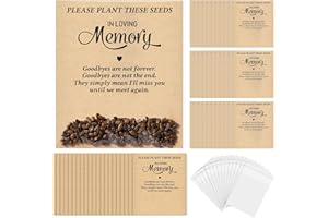 Humyoun 100 Sets Funeral Favors for Guests in Loving Memory - Memorial Cards, Seed Packets and Self Adhesive Bags for Loss of Loved One