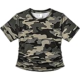 PATPAT Girls Tie Dye Short Sleeve T Shirt Cute Graphic Summer Shirts for Girl Ruched Side Tunic Casual Tee 5-14 Years