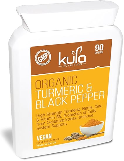 Organischer Kurkuma & Schwarzer Pfeffer - 90 Kapseln - Ein naturbelassenes Kräuter Nahrungsergänzungsmittel mit Kurkuma und I