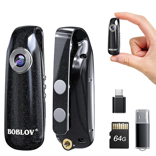 BOBLOV 007 Small Body Cameras, 64GB 1080P Portable Pocket Tiny Body Cams with Back Clip, User-Friendly Mini Camera Bodycams, Loop Recording for Bike/Pet/Home/Proof/Personal Safety (64GB)