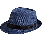 Straw Fedora Hat for Women Men Panama Hat Short Brim Summer Sun Hat