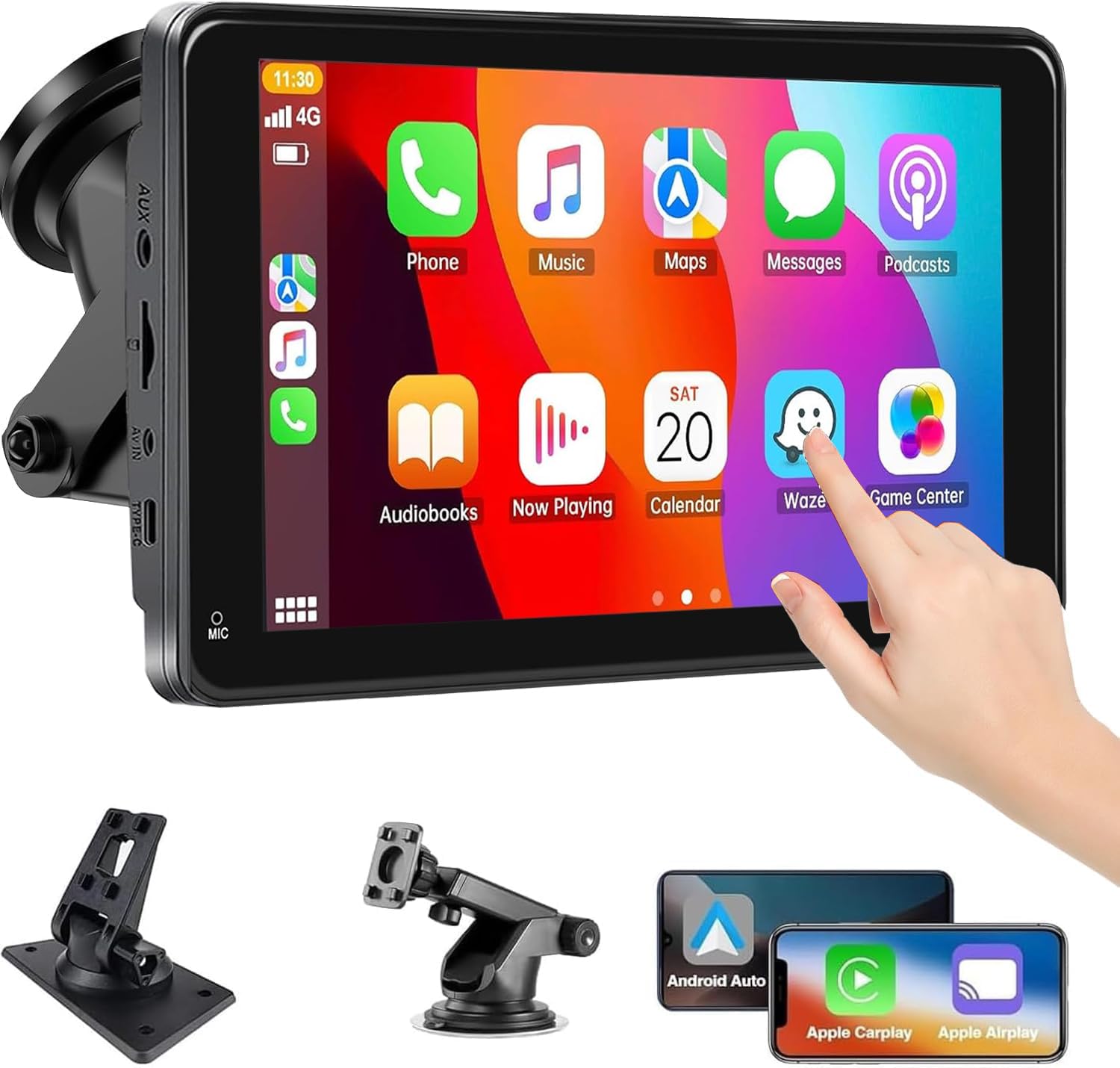 Photo 1 of Qulokar 7 Inch Portable Touch Screen Car Stereo with Wireless Carplay & Android Auto,Mirror Link,Bluetooth,AUX,FM,Siri,Voice Control for All Vehicles Q7
