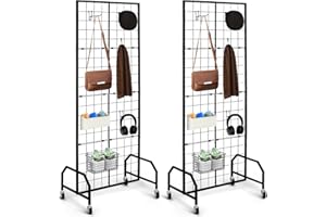 CFH-ALLEZ Gridwall Panel Display Stand，Freestanding Double-Sided Display Rack，Heavy-Duty Mobile Wire GridWall Display Rack，Easy disassembly，Ideal for Home, Retail, Trade Shows, Craft Display Stands (2Pcs)